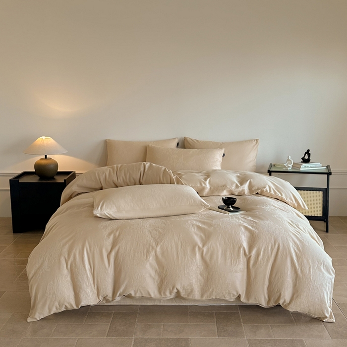 91家纺网 家纺一手货源 找家纺 卧趣家纺 2026新款A类60S贡缎提花全棉四件套 梦幻城堡