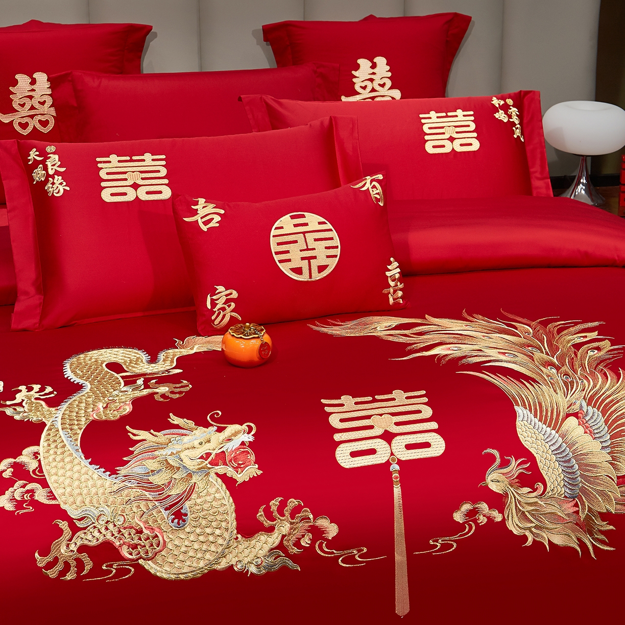 91家纺网 家纺一手货源 找家纺 浩情国际婚庆供货中心 2026新款100%全棉长绒棉纯棉婚庆四件套结婚刺绣六件套多件套长期供货 （提供买家秀） 金玉龙凤