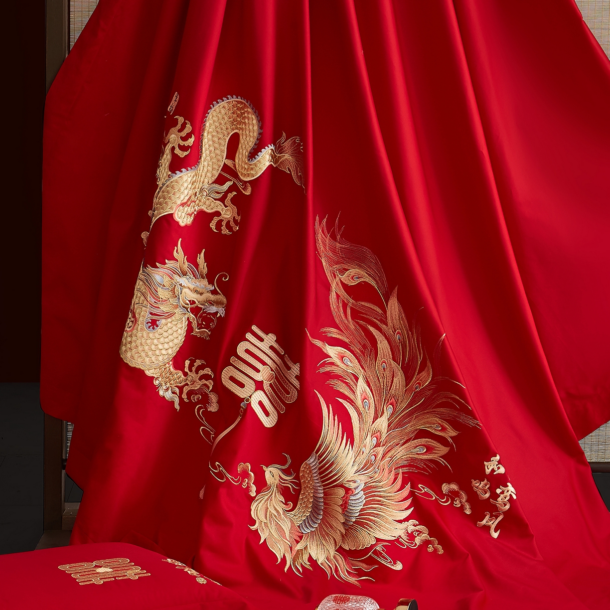 91家纺网 家纺一手货源 找家纺 浩情国际婚庆供货中心 2026新款100%全棉长绒棉纯棉婚庆四件套结婚刺绣六件套多件套长期供货 （提供买家秀） 金玉龙凤