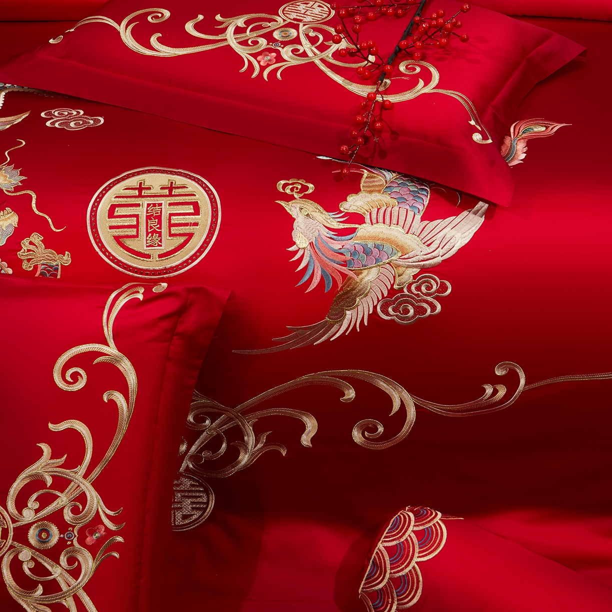 91家纺网 家纺一手货源 找家纺 浩情国际婚庆供货中心 2026新款100%全棉长绒棉纯棉婚庆四件套结婚刺绣六件套多件套长期供货 （提供买家秀） 至尊龙凤