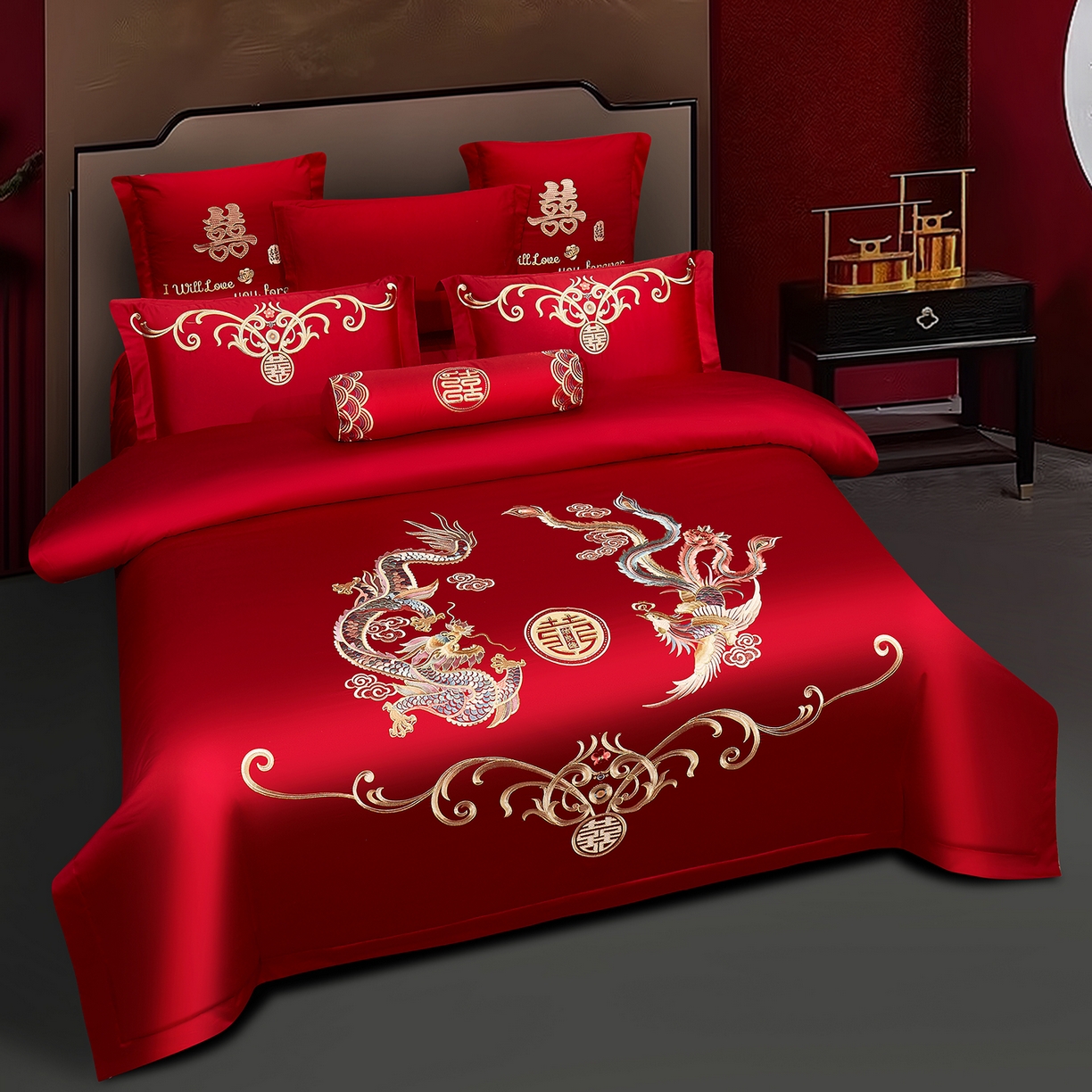 91家纺网 家纺一手货源 找家纺 浩情国际婚庆供货中心 2026新款100%全棉长绒棉纯棉婚庆四件套结婚刺绣六件套多件套长期供货 （提供买家秀） 至尊龙凤