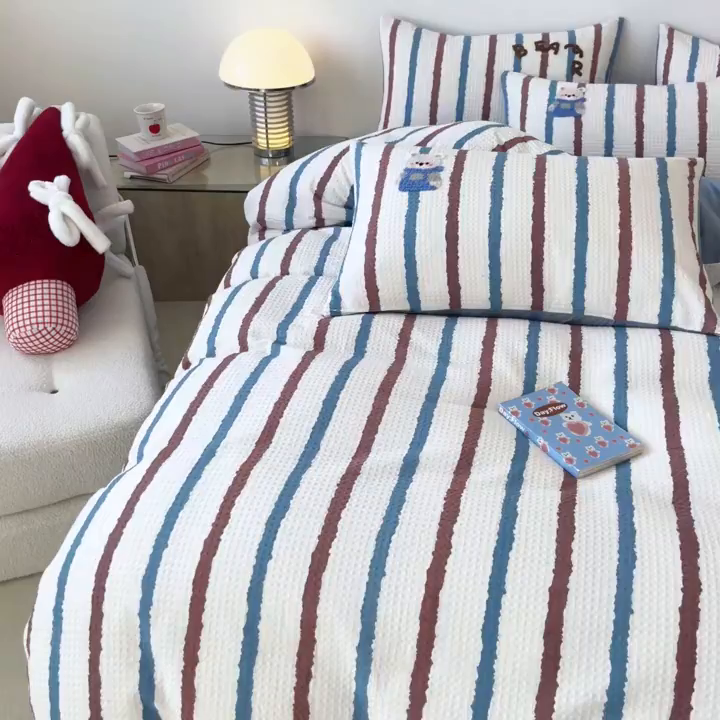 91家纺网 家纺一手货源 找家纺 （总）笙意家纺 2026新款全棉A版华夫格B版40支毛巾绣四件套