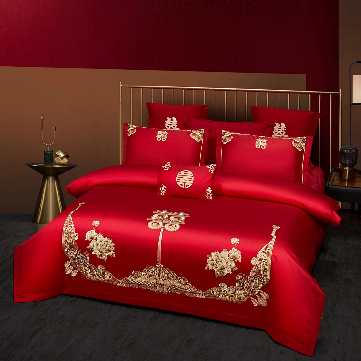 91家纺网 家纺一手货源 找家纺 浩情国际婚庆供货中心 2026新款100%全棉长绒棉纯棉婚庆四件套结婚刺绣六件套多件套长期供货 （提供买家秀） 江山美人