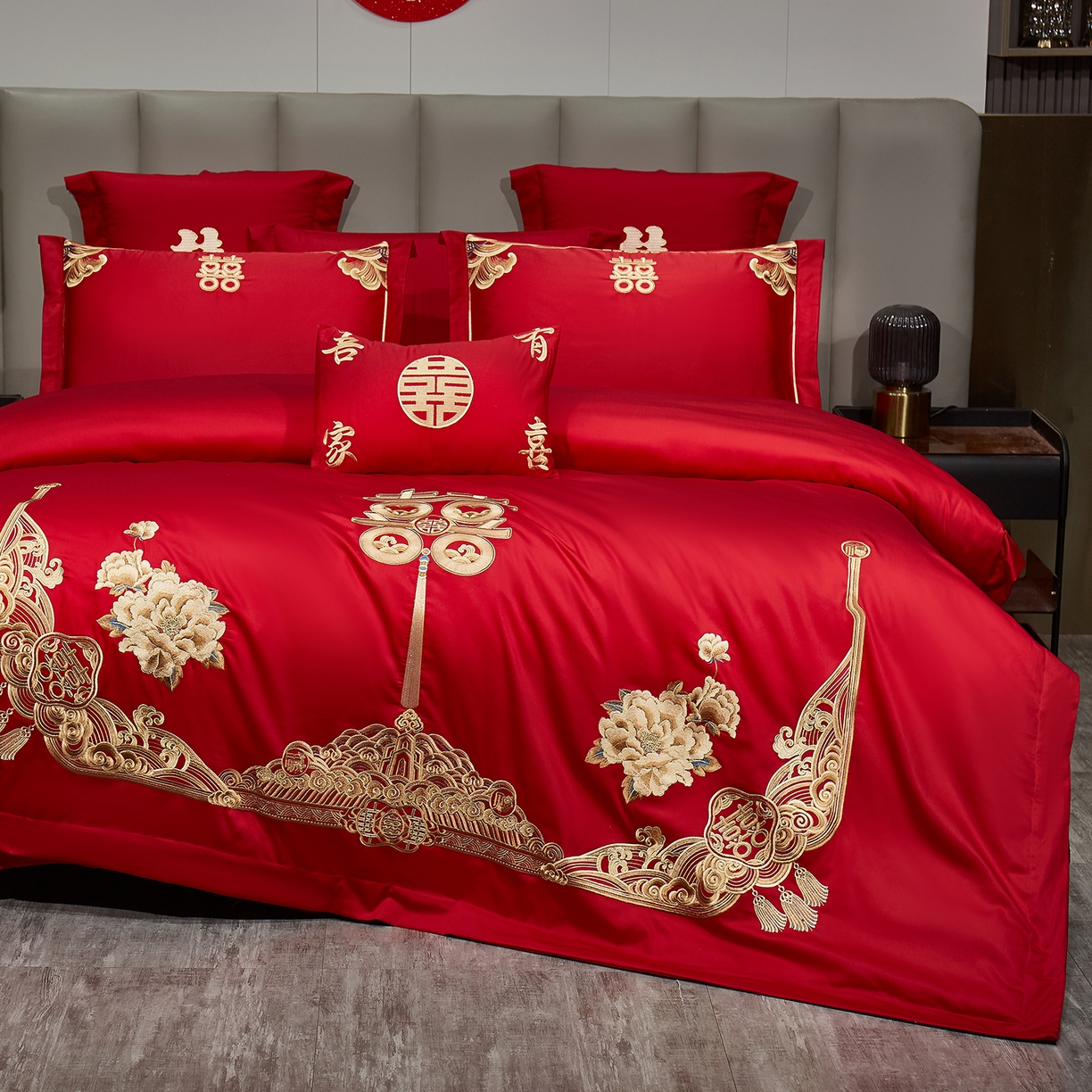 91家纺网 家纺一手货源 找家纺 浩情国际婚庆供货中心 2026新款100%全棉长绒棉纯棉婚庆四件套结婚刺绣六件套多件套长期供货 （提供买家秀） 江山美人