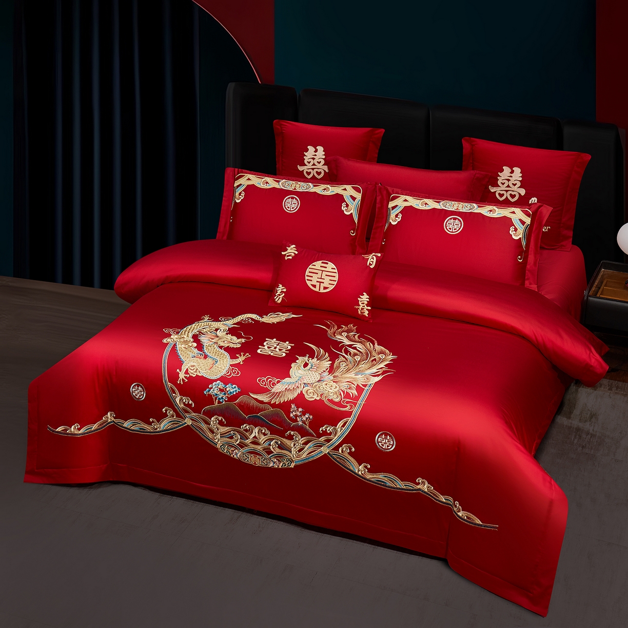 91家纺网 家纺一手货源 找家纺 浩情国际婚庆供货中心 2026新款100%全棉长绒棉纯棉婚庆四件套结婚刺绣六件套多件套长期供货 （提供买家秀） 龙凤呈祥