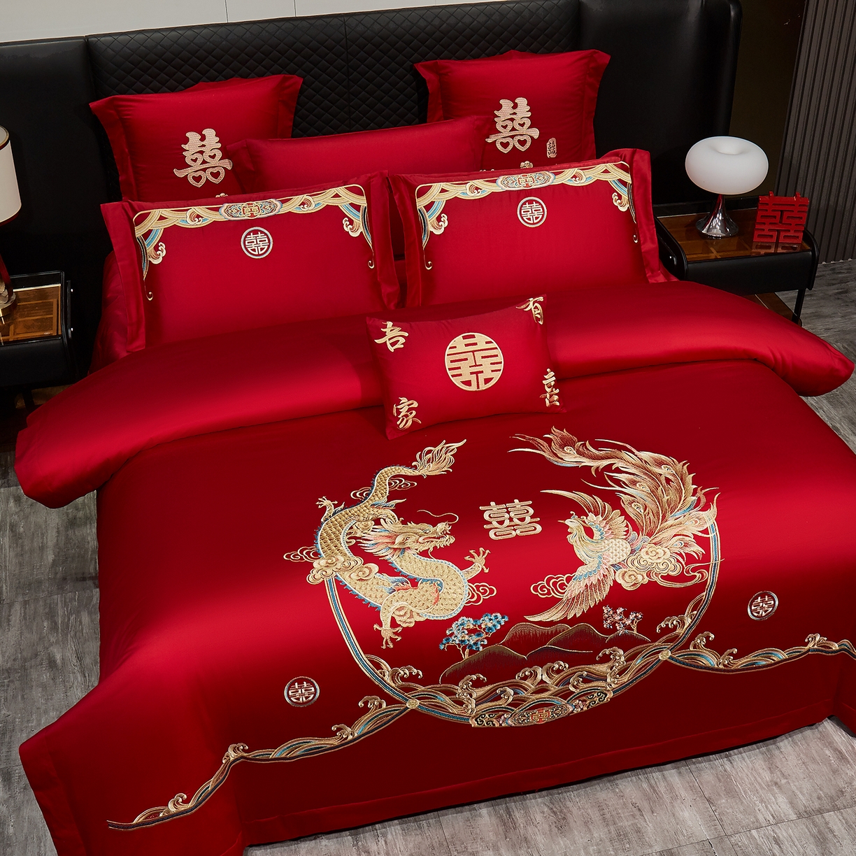 91家纺网 家纺一手货源 找家纺 浩情国际婚庆供货中心 2026新款100%全棉长绒棉纯棉婚庆四件套结婚刺绣六件套多件套长期供货 （提供买家秀） 龙凤呈祥