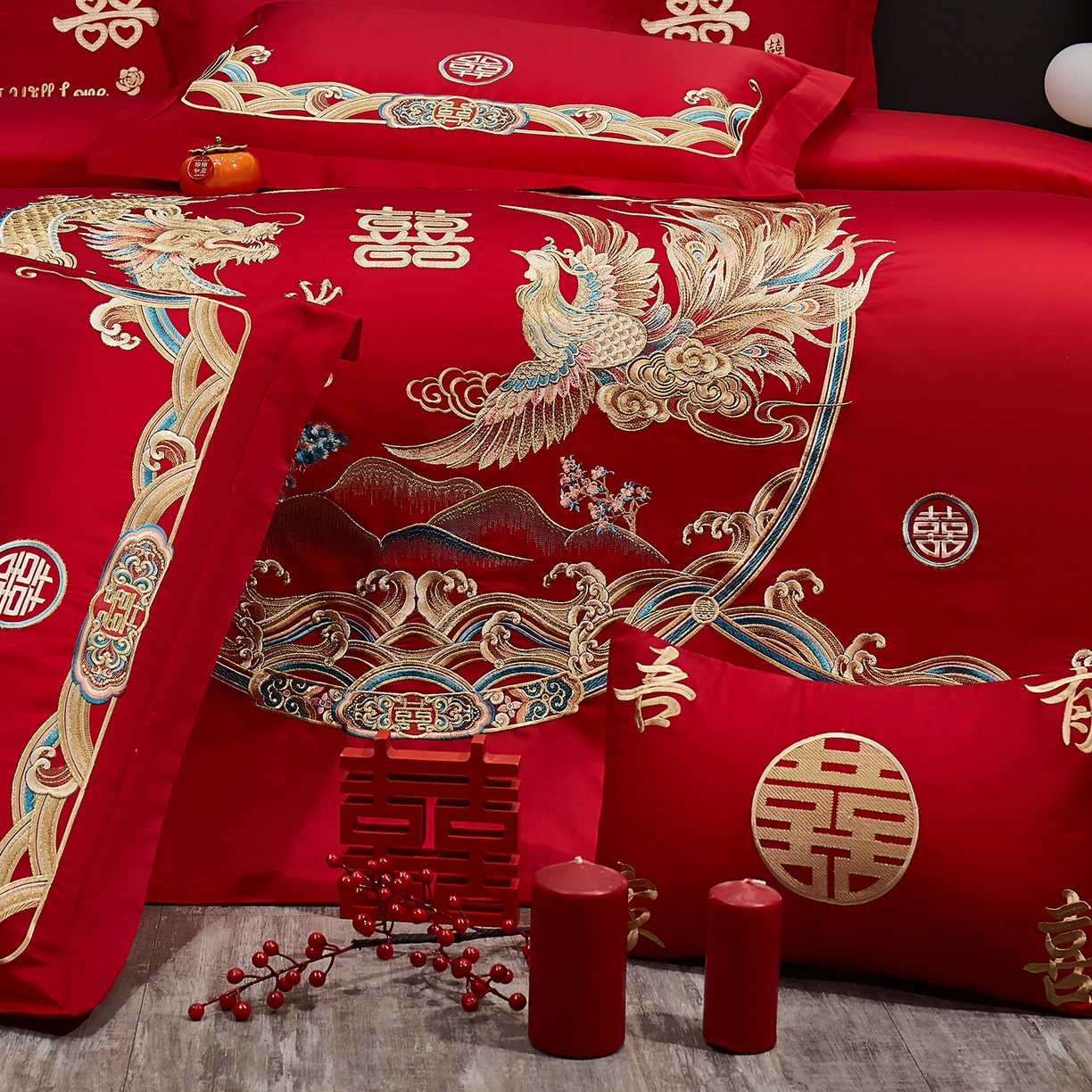 91家纺网 家纺一手货源 找家纺 浩情国际婚庆供货中心 2026新款100%全棉长绒棉纯棉婚庆四件套结婚刺绣六件套多件套长期供货 （提供买家秀） 龙凤呈祥