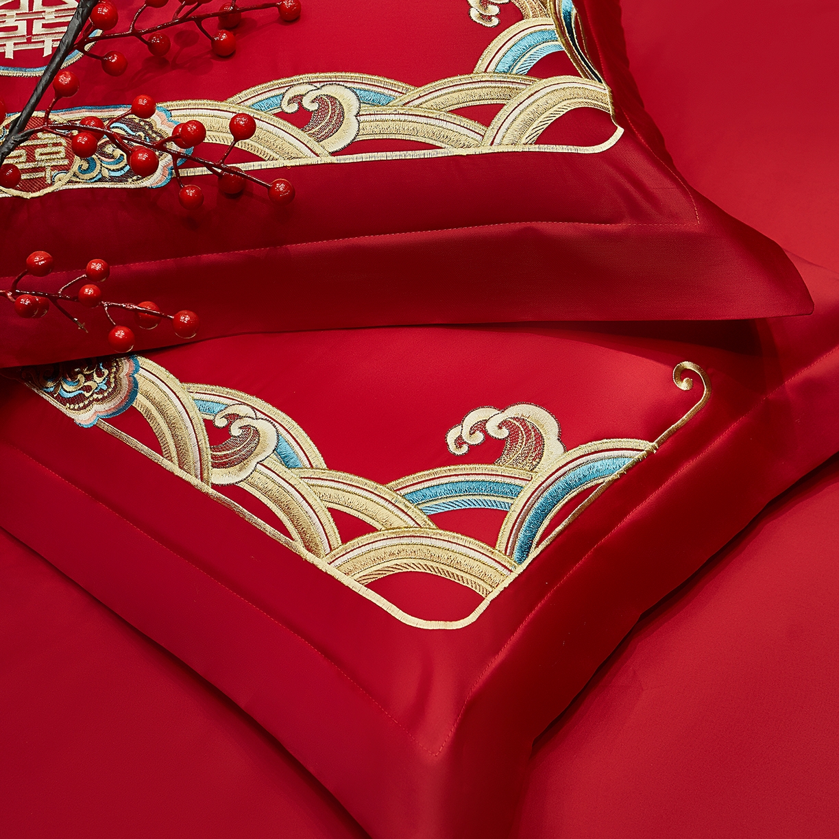 91家纺网 家纺一手货源 找家纺 浩情国际婚庆供货中心 2026新款100%全棉长绒棉纯棉婚庆四件套结婚刺绣六件套多件套长期供货 （提供买家秀） 龙凤呈祥