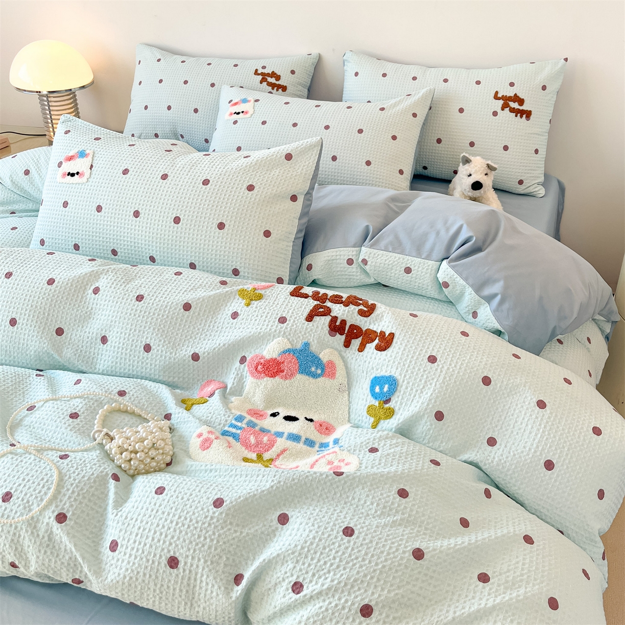 91家纺网 家纺一手货源 找家纺 （总）笙意家纺 2026新款全棉A版华夫格B版40支毛巾绣四件套