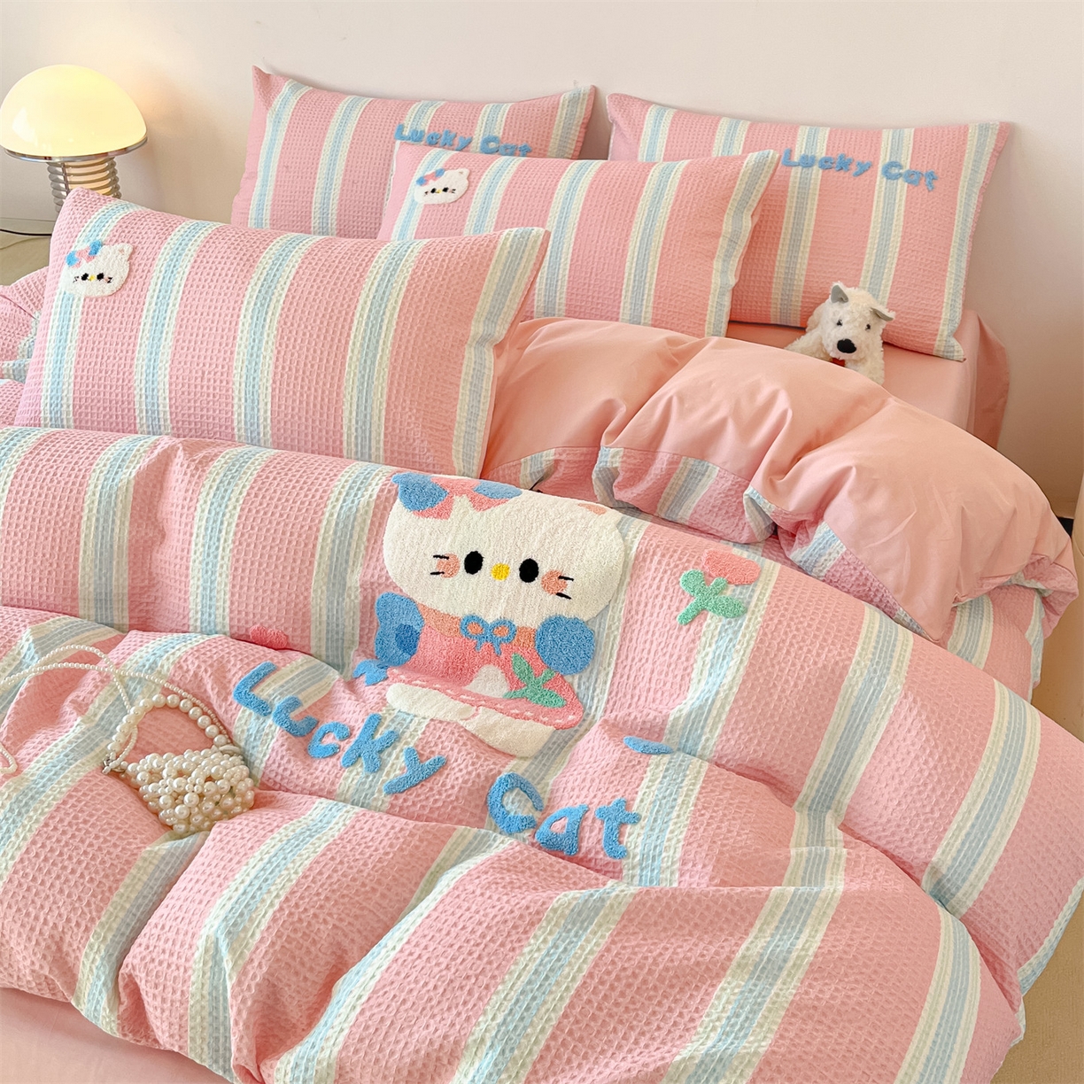 91家纺网 家纺一手货源 找家纺 （总）笙意家纺 2026新款全棉A版华夫格B版40支毛巾绣四件套