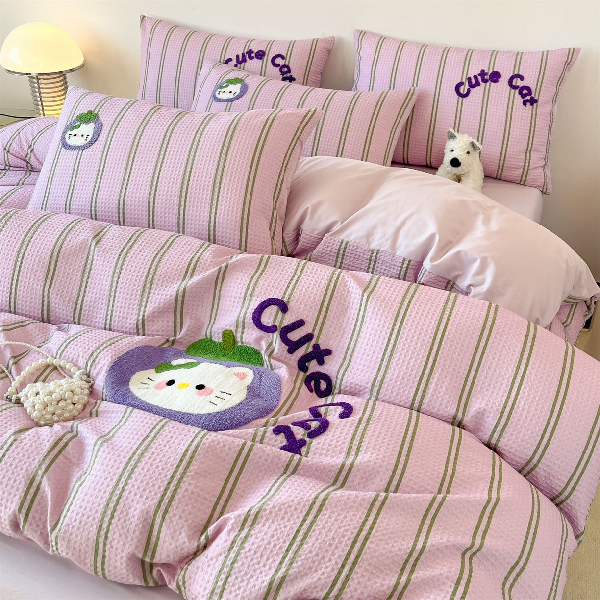 91家纺网 家纺一手货源 找家纺 （总）笙意家纺 2026新款全棉A版华夫格B版40支毛巾绣四件套