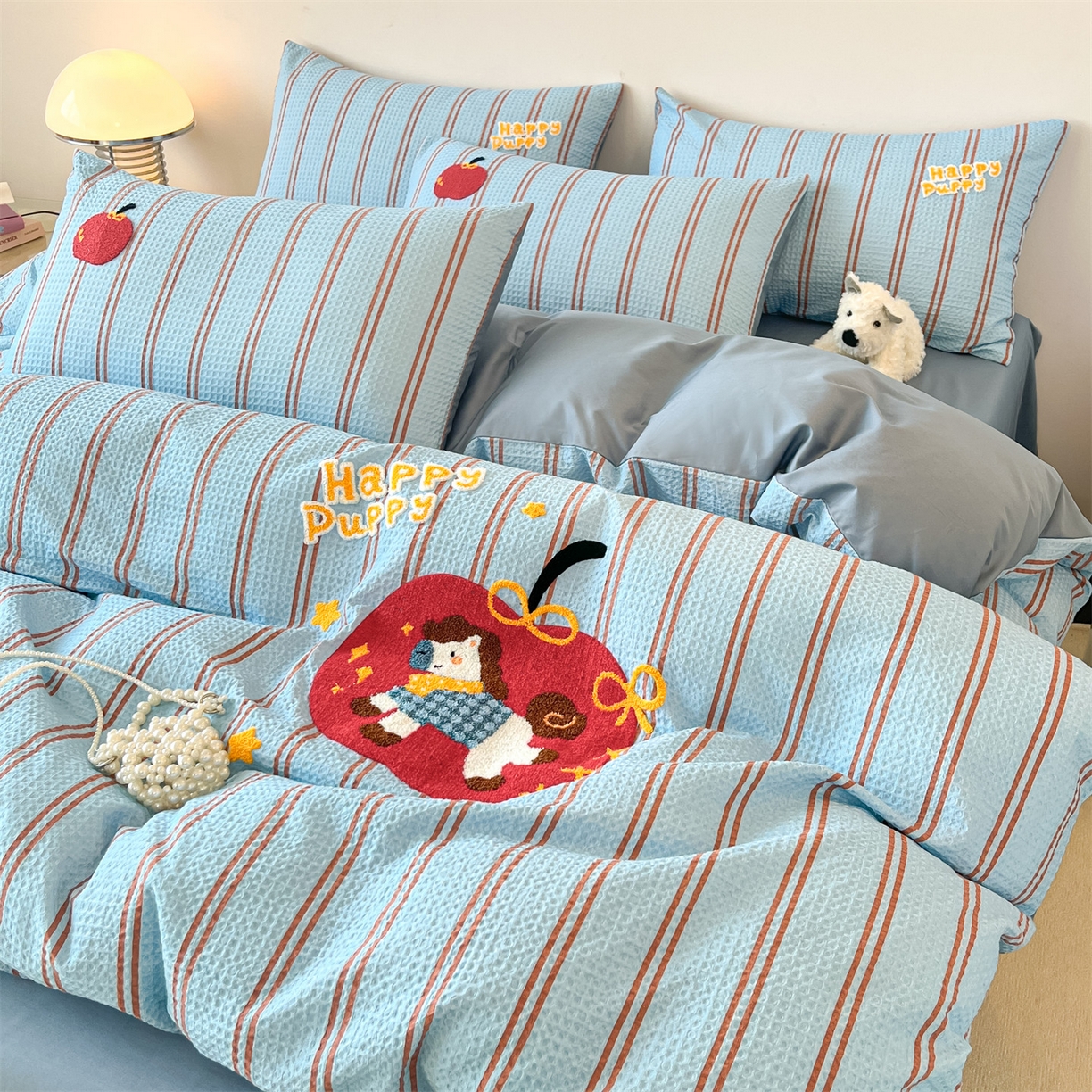 91家纺网 家纺一手货源 找家纺 （总）笙意家纺 2026新款全棉A版华夫格B版40支毛巾绣四件套