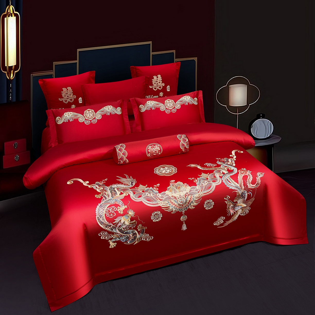 91家纺网 家纺一手货源 找家纺 浩情国际婚庆供货中心 2026新款100%全棉长绒棉纯棉婚庆四件套结婚刺绣六件套多件套长期供货 （提供买家秀） 龙凤祥合