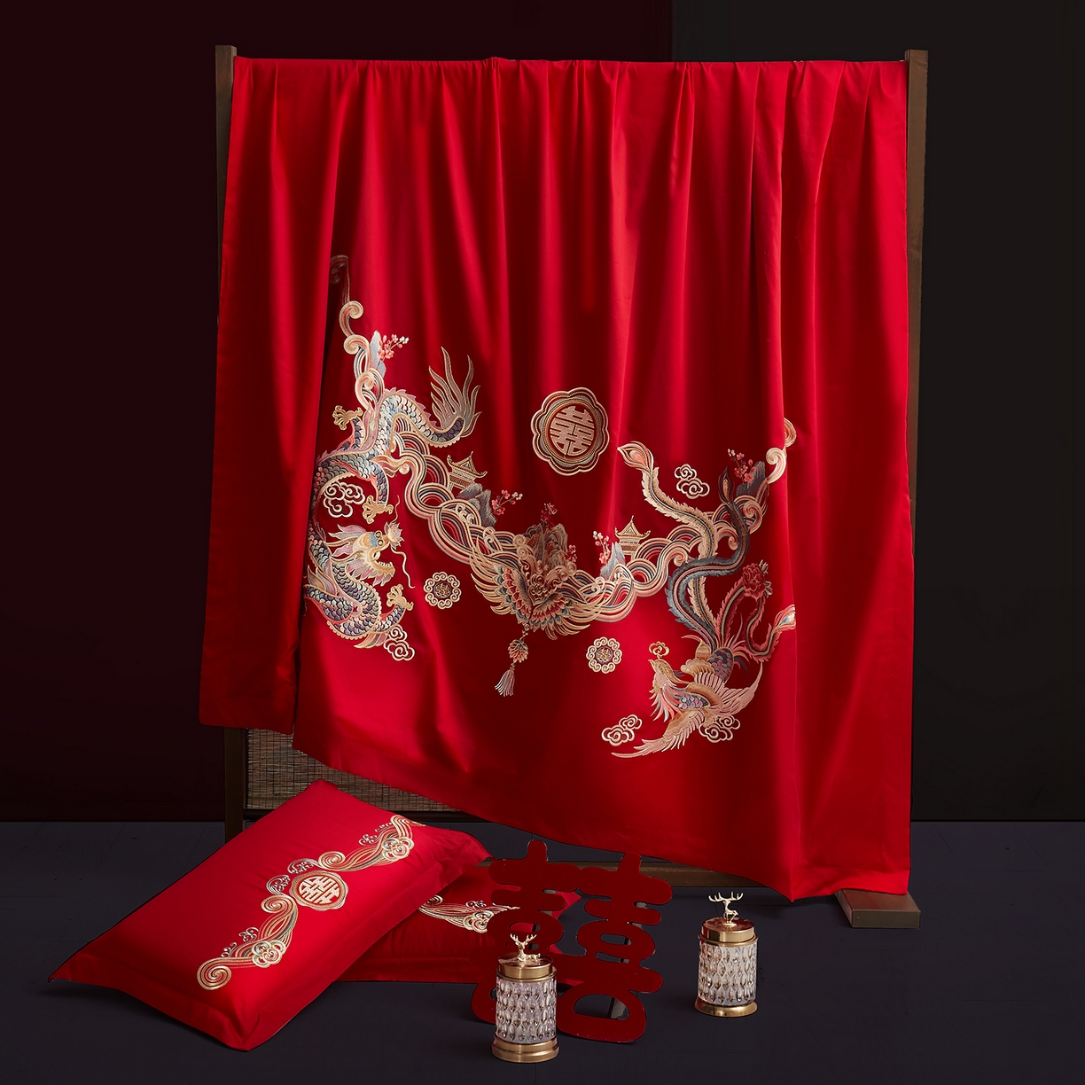 91家纺网 家纺一手货源 找家纺 浩情国际婚庆供货中心 2026新款100%全棉长绒棉纯棉婚庆四件套结婚刺绣六件套多件套长期供货 （提供买家秀） 龙凤祥合