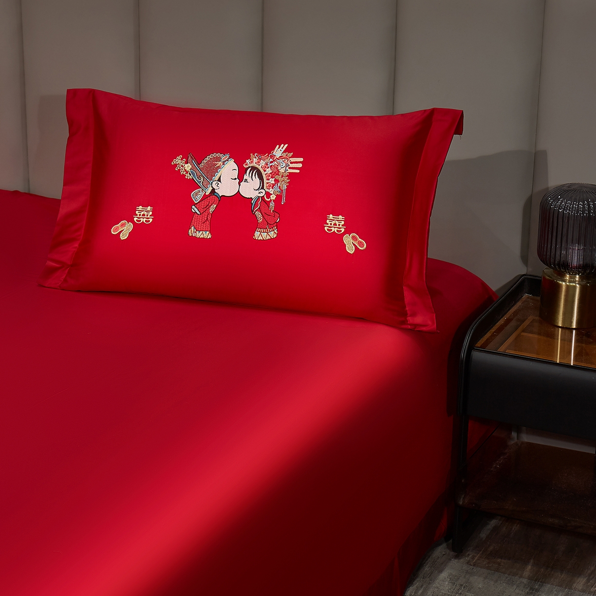 91家纺网 家纺一手货源 找家纺 浩情国际婚庆供货中心 2026新款100%全棉长绒棉纯棉婚庆四件套结婚刺绣六件套多件套长期供货 （提供买家秀） 天生一对