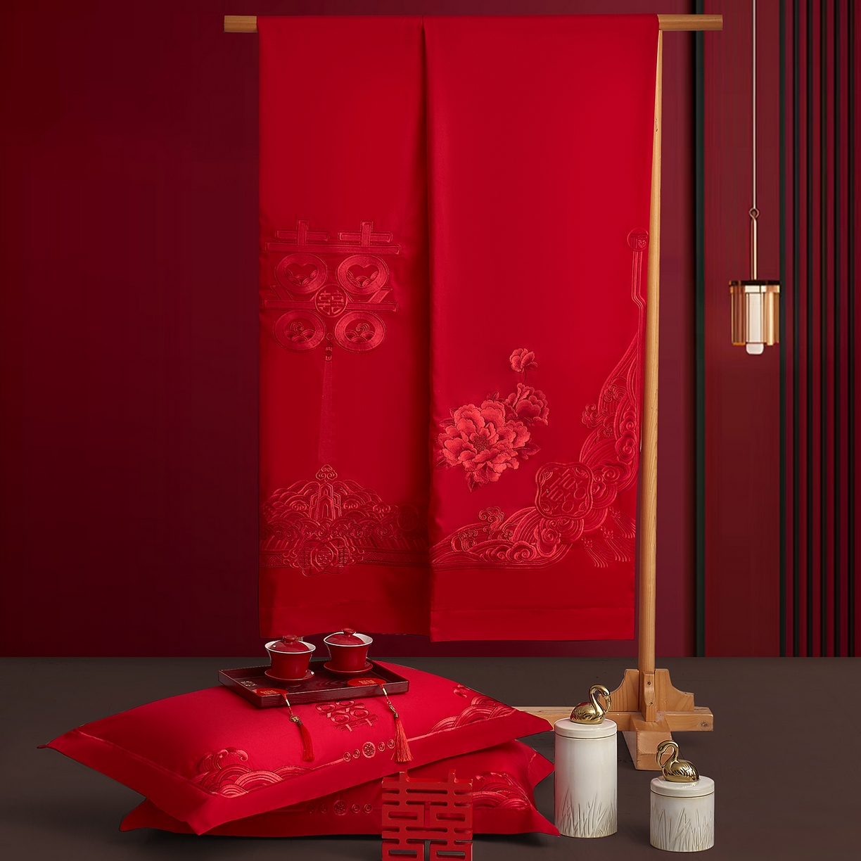 91家纺网 家纺一手货源 找家纺 浩情国际婚庆供货中心 2026新款100%全棉长绒棉纯棉婚庆四件套结婚刺绣六件套多件套长期供货 （提供买家秀） 万紫千红