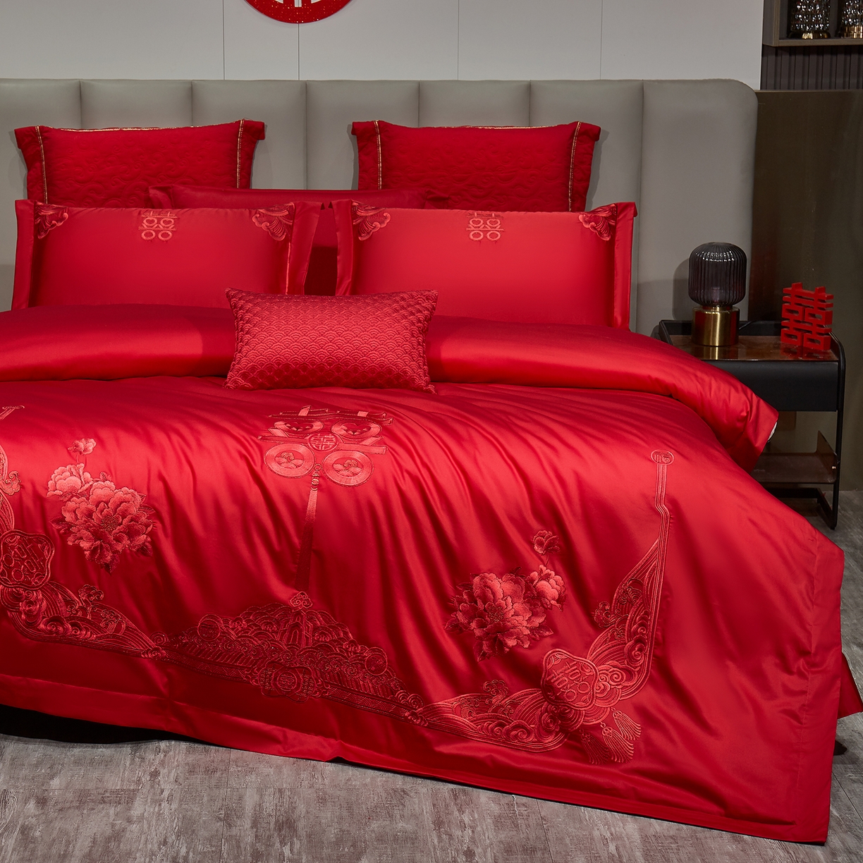 91家纺网 家纺一手货源 找家纺 浩情国际婚庆供货中心 2026新款100%全棉长绒棉纯棉婚庆四件套结婚刺绣六件套多件套长期供货 （提供买家秀） 万紫千红