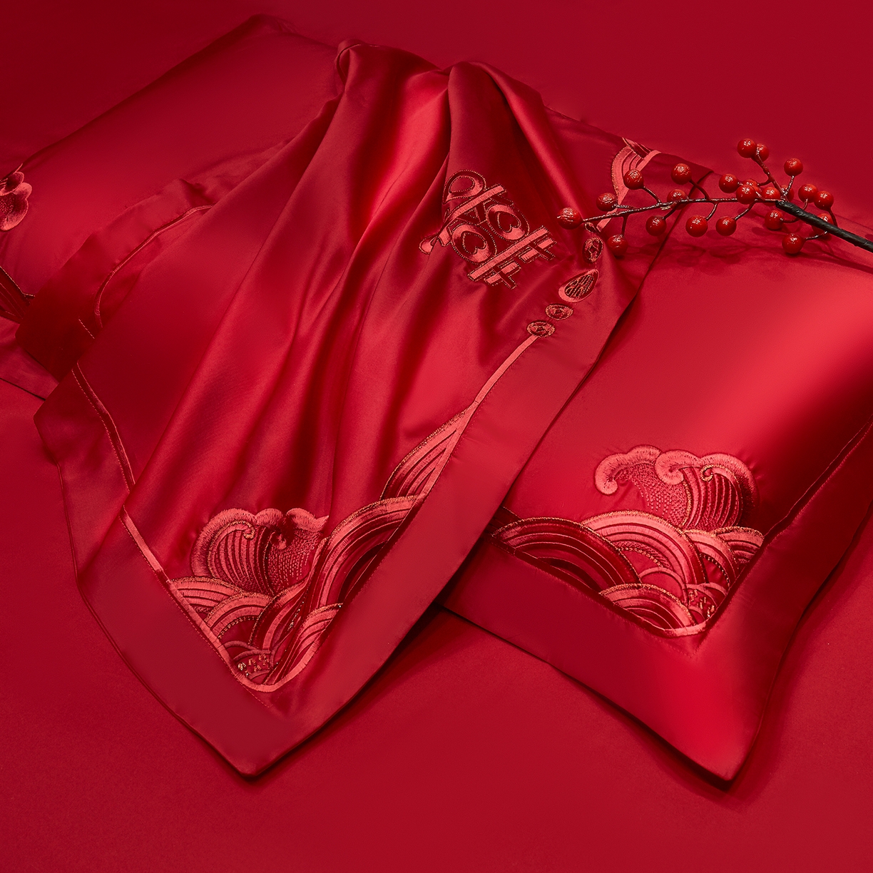 91家纺网 家纺一手货源 找家纺 浩情国际婚庆供货中心 2026新款100%全棉长绒棉纯棉婚庆四件套结婚刺绣六件套多件套长期供货 （提供买家秀） 万紫千红