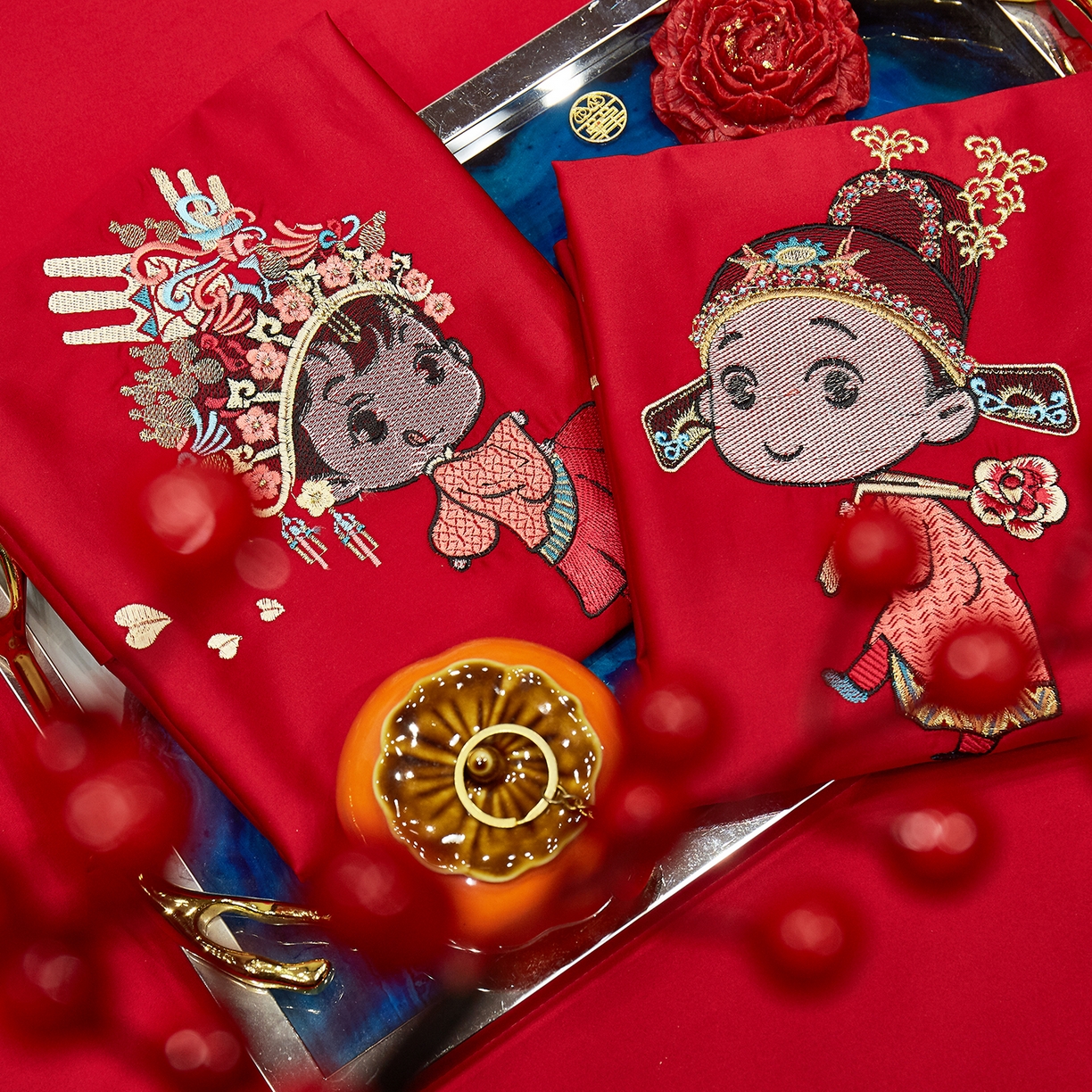 91家纺网 家纺一手货源 找家纺 浩情国际婚庆供货中心 2026新款100%全棉长绒棉纯棉婚庆四件套结婚刺绣六件套多件套长期供货 （提供买家秀） 永结同心