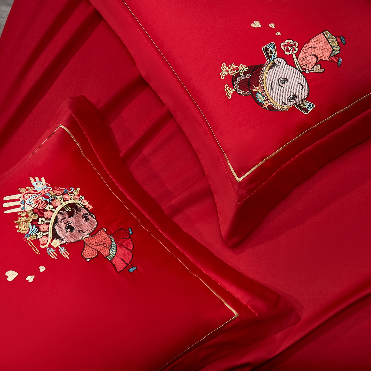 91家纺网 家纺一手货源 找家纺 浩情国际婚庆供货中心 2026新款100%全棉长绒棉纯棉婚庆四件套结婚刺绣六件套多件套长期供货 （提供买家秀） 永结同心