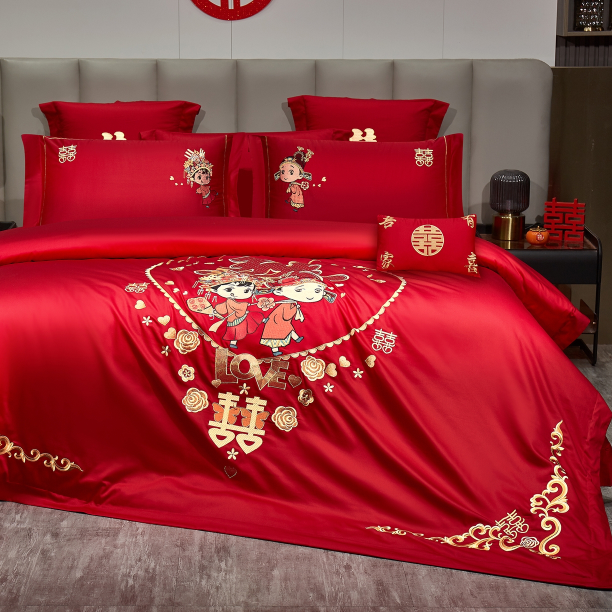 91家纺网 家纺一手货源 找家纺 浩情国际婚庆供货中心 2026新款100%全棉长绒棉纯棉婚庆四件套结婚刺绣六件套多件套长期供货 （提供买家秀） 永结同心