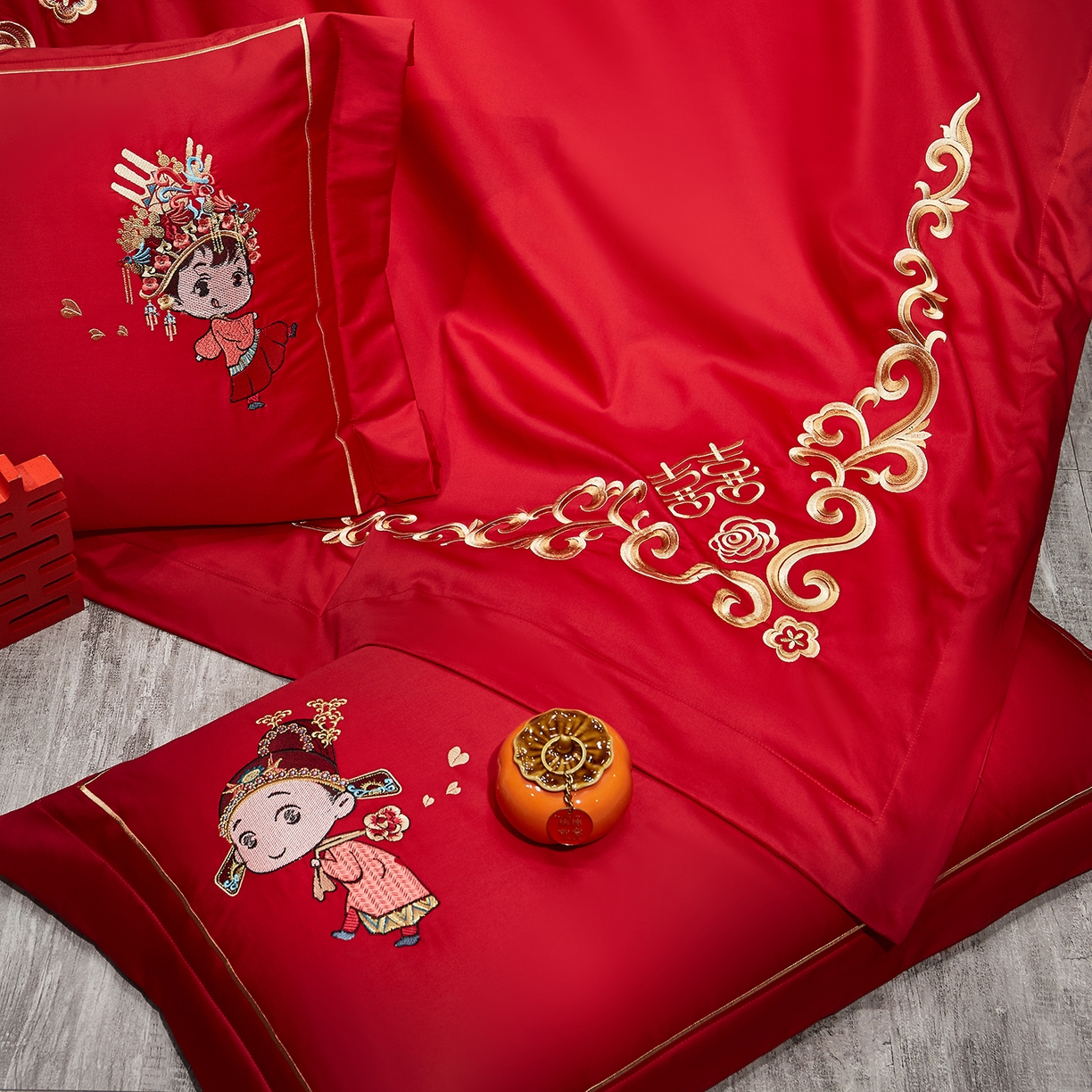 91家纺网 家纺一手货源 找家纺 浩情国际婚庆供货中心 2026新款100%全棉长绒棉纯棉婚庆四件套结婚刺绣六件套多件套长期供货 （提供买家秀） 永结同心