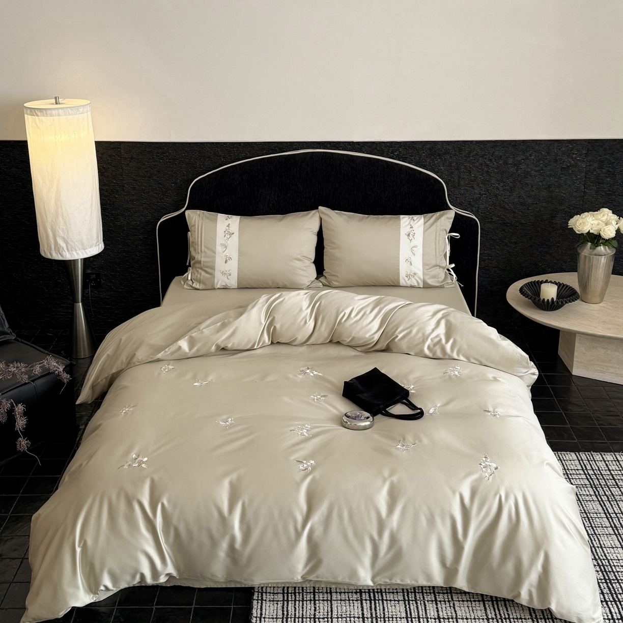 91家纺网 家纺一手货源 找家纺 鹿班家居 2026新款100s长绒棉纯棉刺绣四件套-境花辞（标准会员-20元） 境花辞-水绿