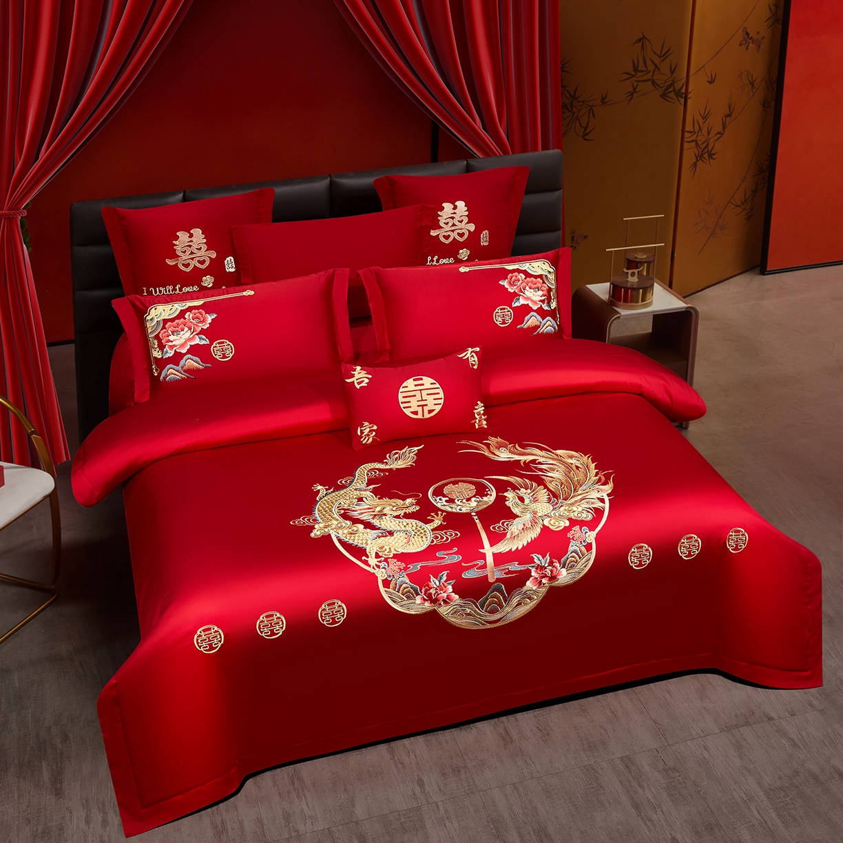 91家纺网 家纺一手货源 找家纺 浩情国际婚庆供货中心 2026新款100%全棉长绒棉纯棉婚庆四件套结婚刺绣六件套多件套长期供货 （提供买家秀） 皇家龙凤