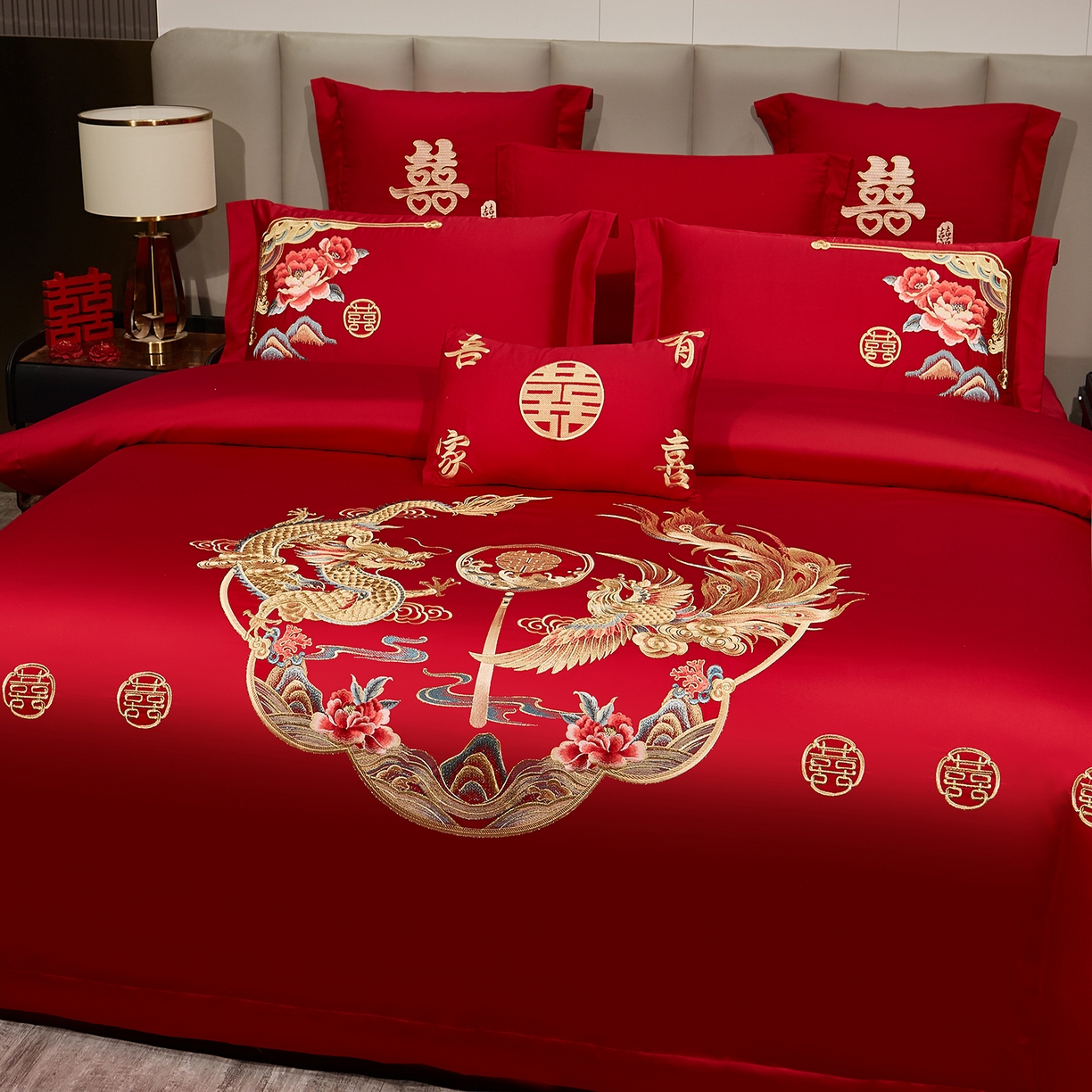 91家纺网 家纺一手货源 找家纺 浩情国际婚庆供货中心 2026新款100%全棉长绒棉纯棉婚庆四件套结婚刺绣六件套多件套长期供货 （提供买家秀） 皇家龙凤