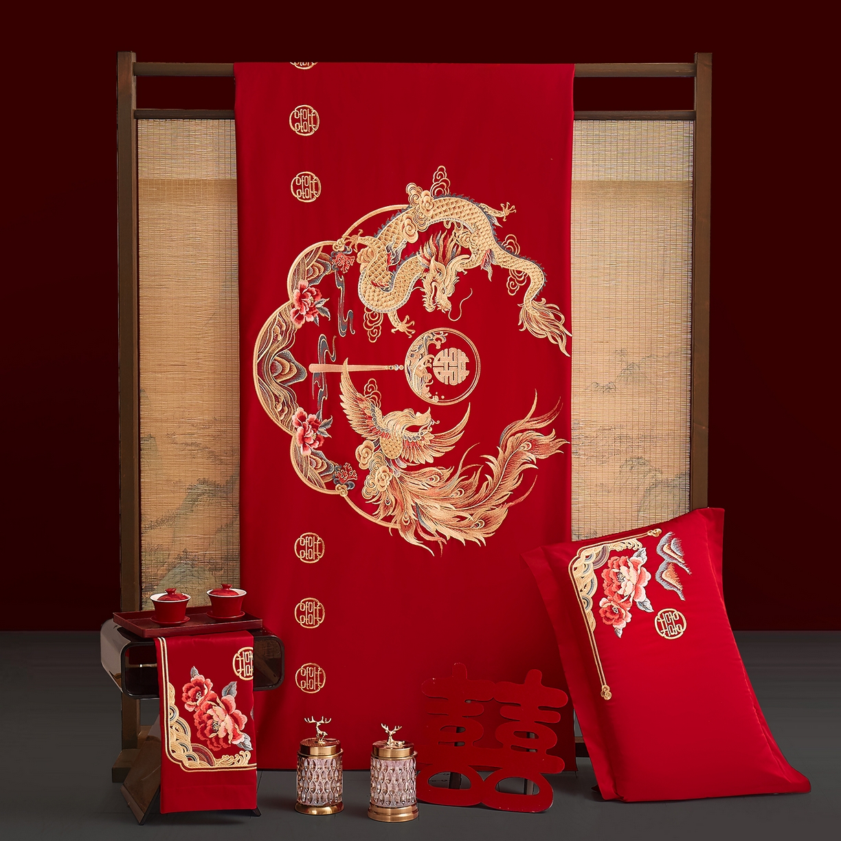 91家纺网 家纺一手货源 找家纺 浩情国际婚庆供货中心 2026新款100%全棉长绒棉纯棉婚庆四件套结婚刺绣六件套多件套长期供货 （提供买家秀） 皇家龙凤