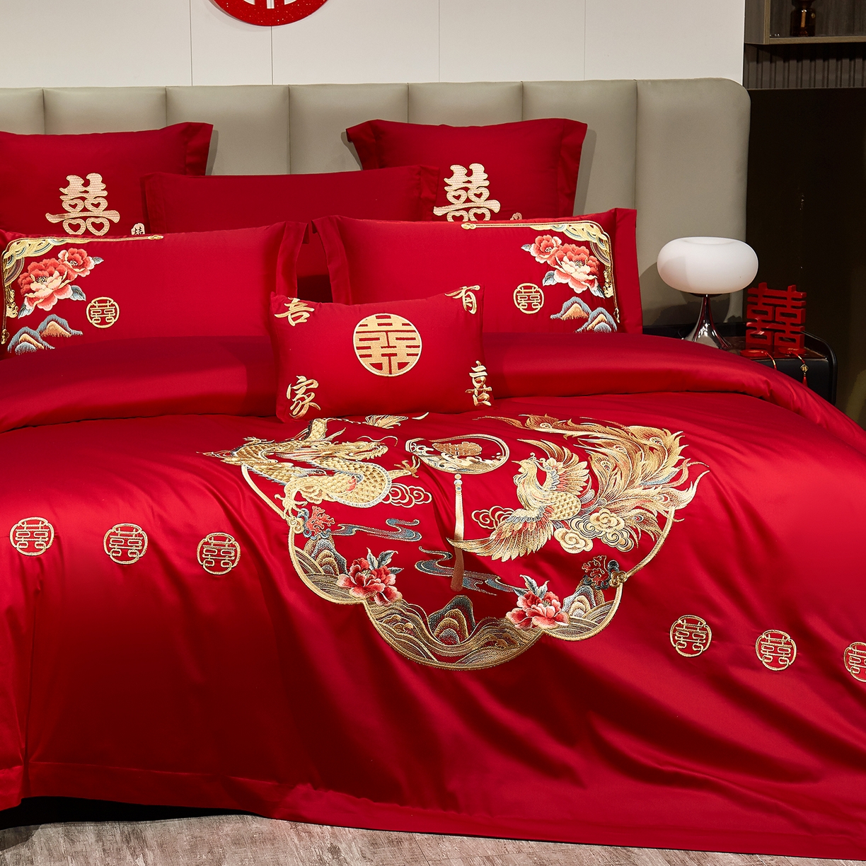 91家纺网 家纺一手货源 找家纺 浩情国际婚庆供货中心 2026新款100%全棉长绒棉纯棉婚庆四件套结婚刺绣六件套多件套长期供货 （提供买家秀） 皇家龙凤