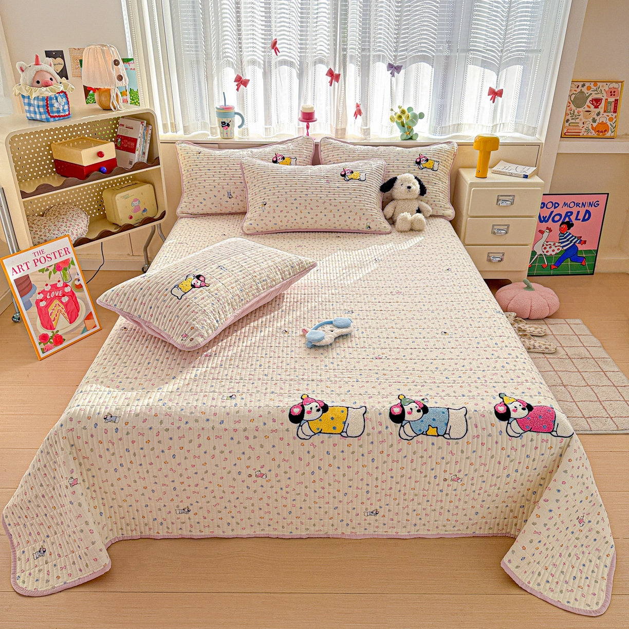 91家纺网 家纺一手货源 找家纺 （总）富米莱单品馆 2026新款古法仿棉毛巾绣夹棉床盖床垫床褥床笠-四季款系列