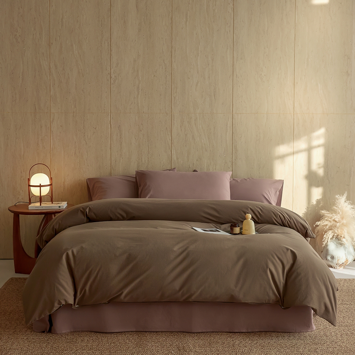 91家纺网 家纺一手货源 找家纺 （总）轩和家居 2026新款全棉高支旧感砂洗长绒棉拼色四件套