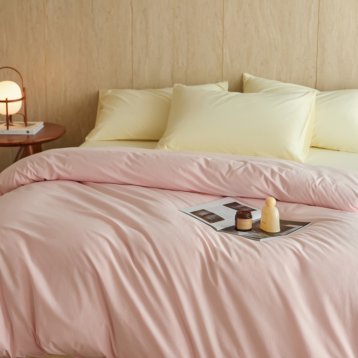 91家纺网 家纺一手货源 找家纺 （总）轩和家居 2026新款全棉高支旧感砂洗长绒棉拼色四件套