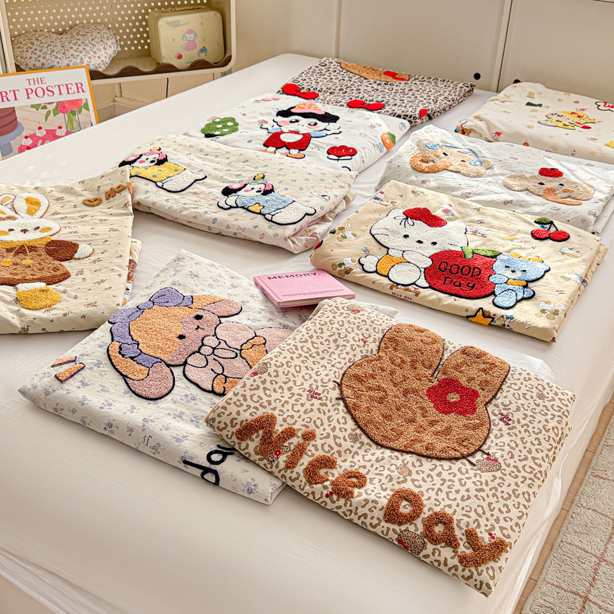 91家纺网 家纺一手货源 找家纺 富米莱单品馆 2026新款古法仿棉毛巾绣夹棉床盖床垫床褥床笠-四季款系列 豹纹猫