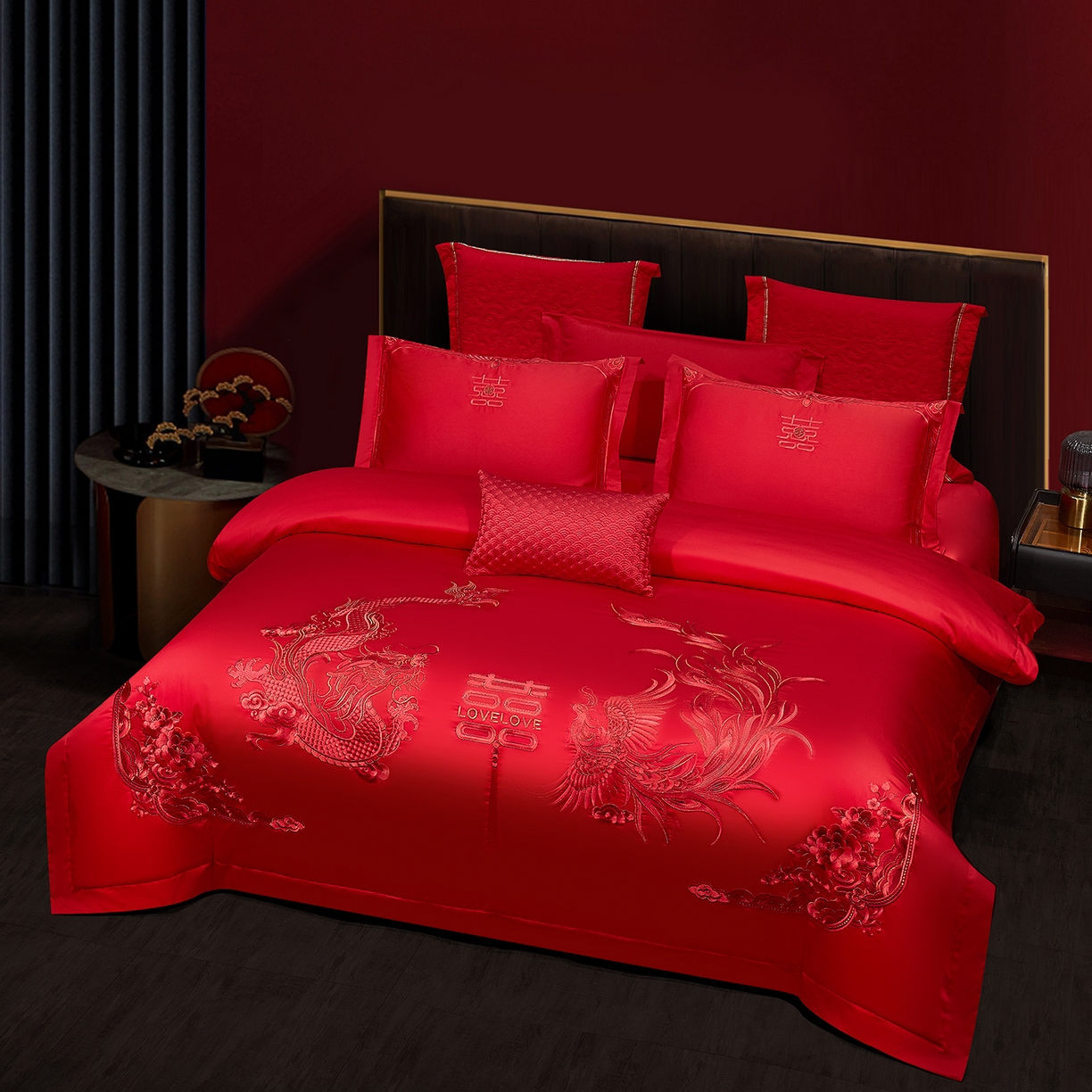 91家纺网 家纺一手货源 找家纺 浩情国际婚庆供货中心 2026新款100%全棉长绒棉纯棉婚庆四件套结婚刺绣六件套多件套长期供货 （提供买家秀） 龙凤相依