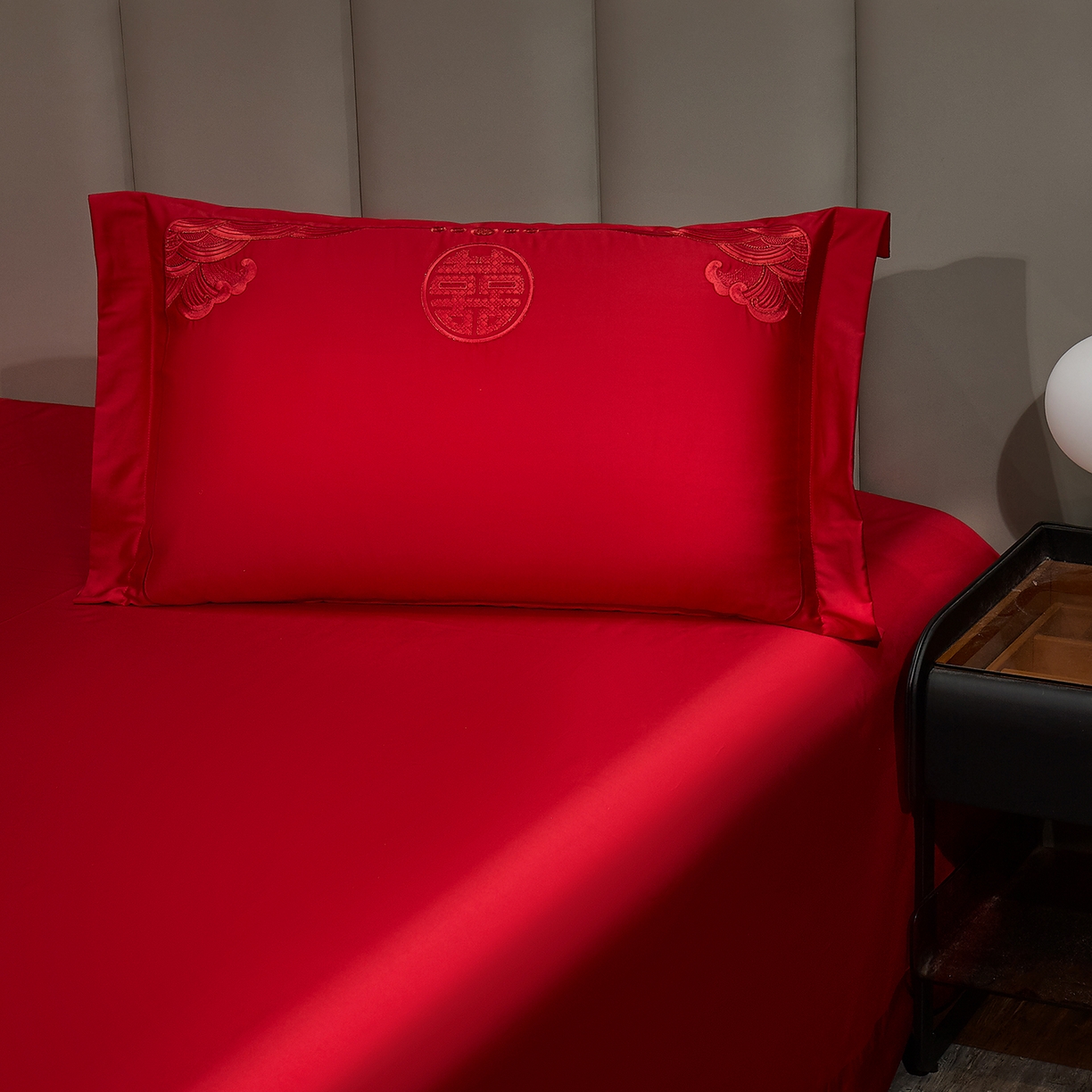 91家纺网 家纺一手货源 找家纺 浩情国际婚庆供货中心 2026新款100%全棉长绒棉纯棉婚庆四件套结婚刺绣六件套多件套长期供货 （提供买家秀） 龙凤之恋-红