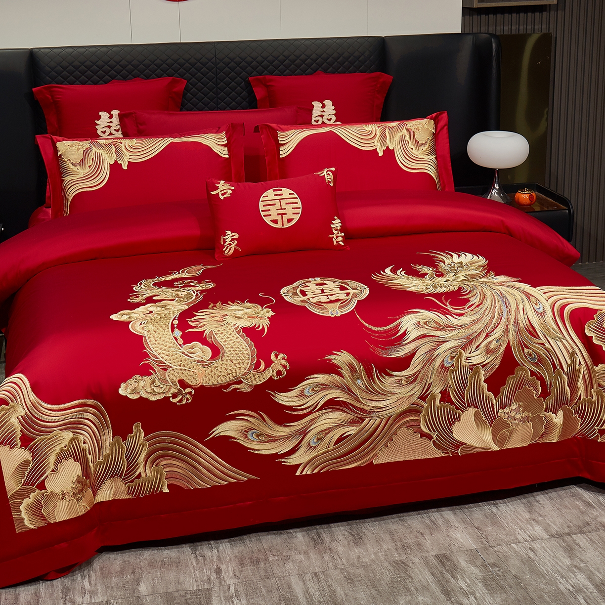 91家纺网 家纺一手货源 找家纺 浩情国际婚庆供货中心 2026新款100%全棉长绒棉纯棉婚庆四件套结婚刺绣六件套多件套长期供货 （提供买家秀） 龙腾盛世