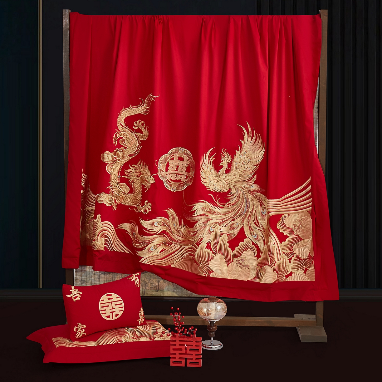 91家纺网 家纺一手货源 找家纺 浩情国际婚庆供货中心 2026新款100%全棉长绒棉纯棉婚庆四件套结婚刺绣六件套多件套长期供货 （提供买家秀） 龙腾盛世