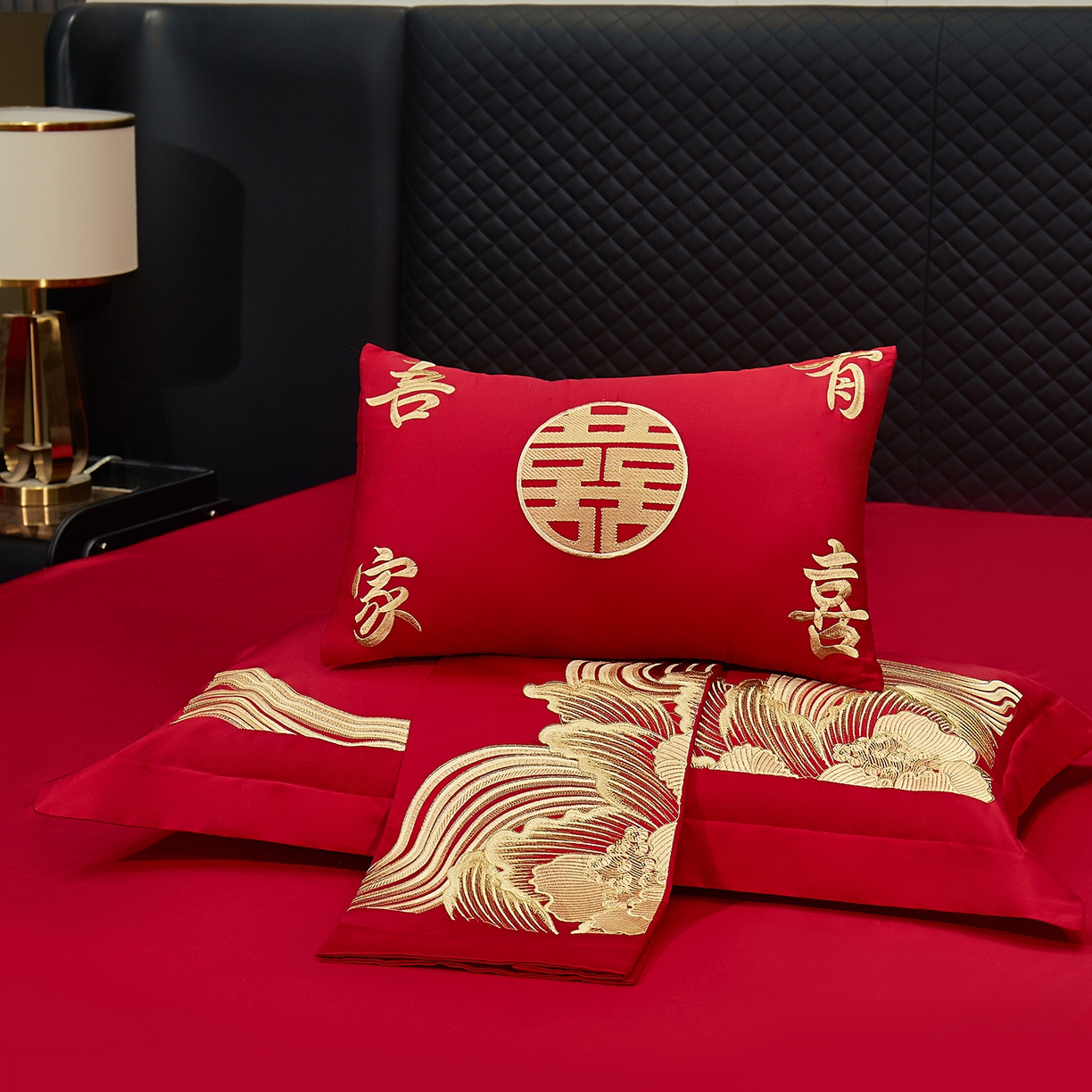 91家纺网 家纺一手货源 找家纺 浩情国际婚庆供货中心 2026新款100%全棉长绒棉纯棉婚庆四件套结婚刺绣六件套多件套长期供货 （提供买家秀） 龙腾盛世