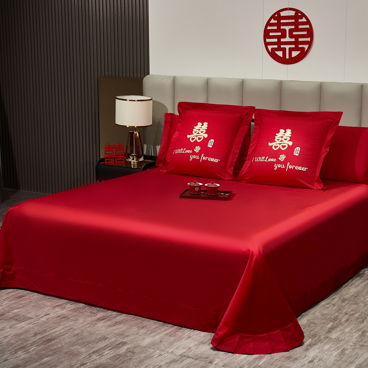 91家纺网 家纺一手货源 找家纺 浩情国际婚庆供货中心 2026新款100%全棉长绒棉纯棉婚庆四件套结婚刺绣六件套多件套长期供货 （提供买家秀） 龙腾盛世