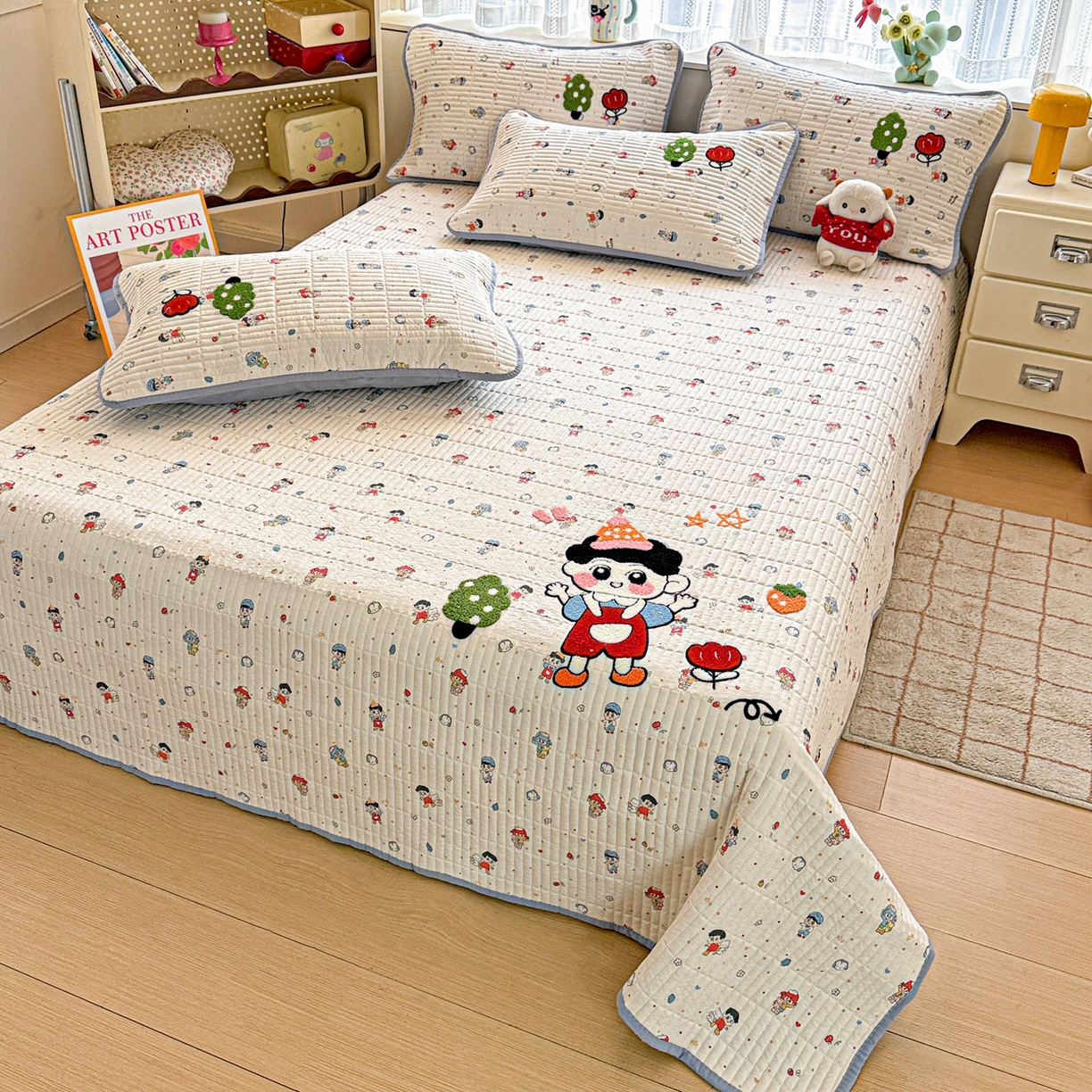 91家纺网 家纺一手货源 找家纺 富米莱单品馆 2026新款古法仿棉毛巾绣夹棉床盖床垫床褥床笠-四季款系列 小新日记