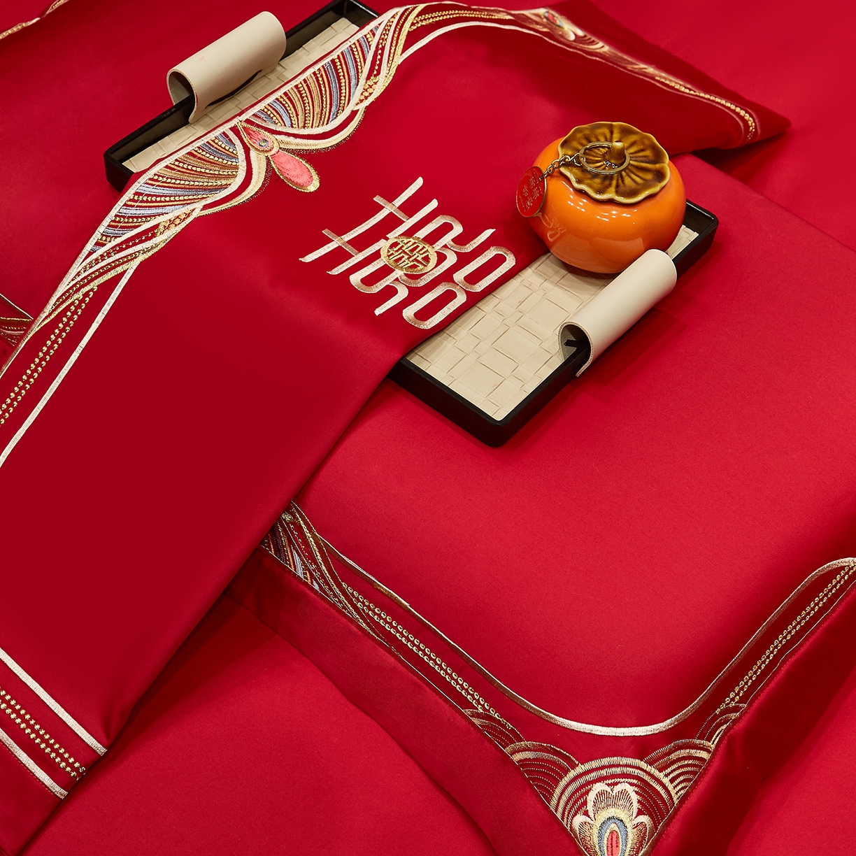 91家纺网 家纺一手货源 找家纺 浩情国际婚庆供货中心 2026新款100%全棉长绒棉纯棉婚庆四件套结婚刺绣六件套多件套长期供货 （提供买家秀） 喜迎龙凤