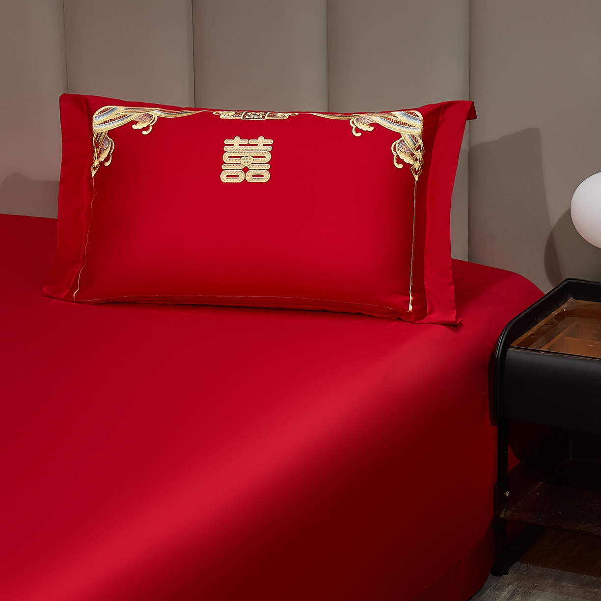 91家纺网 家纺一手货源 找家纺 浩情国际婚庆供货中心 2026新款100%全棉长绒棉纯棉婚庆四件套结婚刺绣六件套多件套长期供货 （提供买家秀） 幸福喜嫁-金