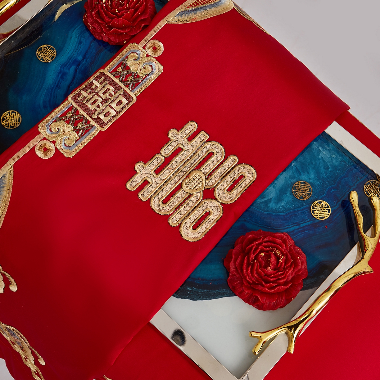 91家纺网 家纺一手货源 找家纺 浩情国际婚庆供货中心 2026新款100%全棉长绒棉纯棉婚庆四件套结婚刺绣六件套多件套长期供货 （提供买家秀） 幸福喜嫁-金