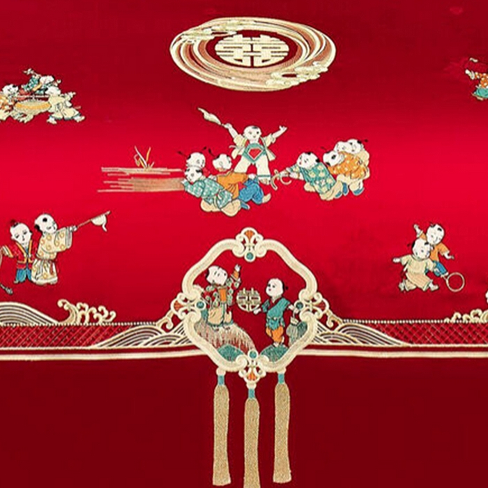 91家纺网 家纺一手货源 找家纺 浩情国际婚庆供货中心 2026新款100%全棉长绒棉纯棉婚庆四件套结婚刺绣六件套多件套长期供货 （提供买家秀） 子孙满堂