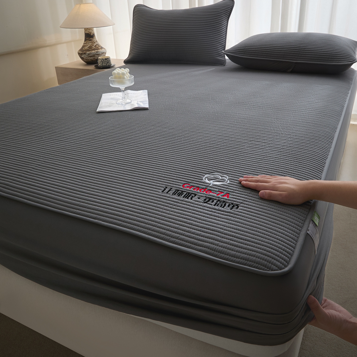 91家纺网 家纺一手货源 找家纺 芬晴家纺 2026新款知音全棉棉花床笠单品床笠床笠单件 知音-岩灰