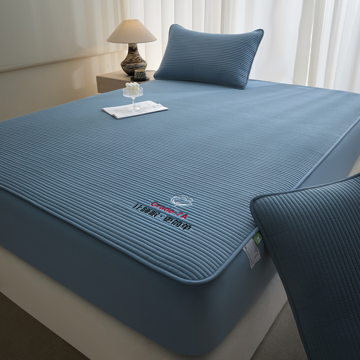 91家纺网 家纺一手货源 找家纺 芬晴家纺 2026新款知音全棉棉花床笠单品床笠床笠单件 知音-雾蓝