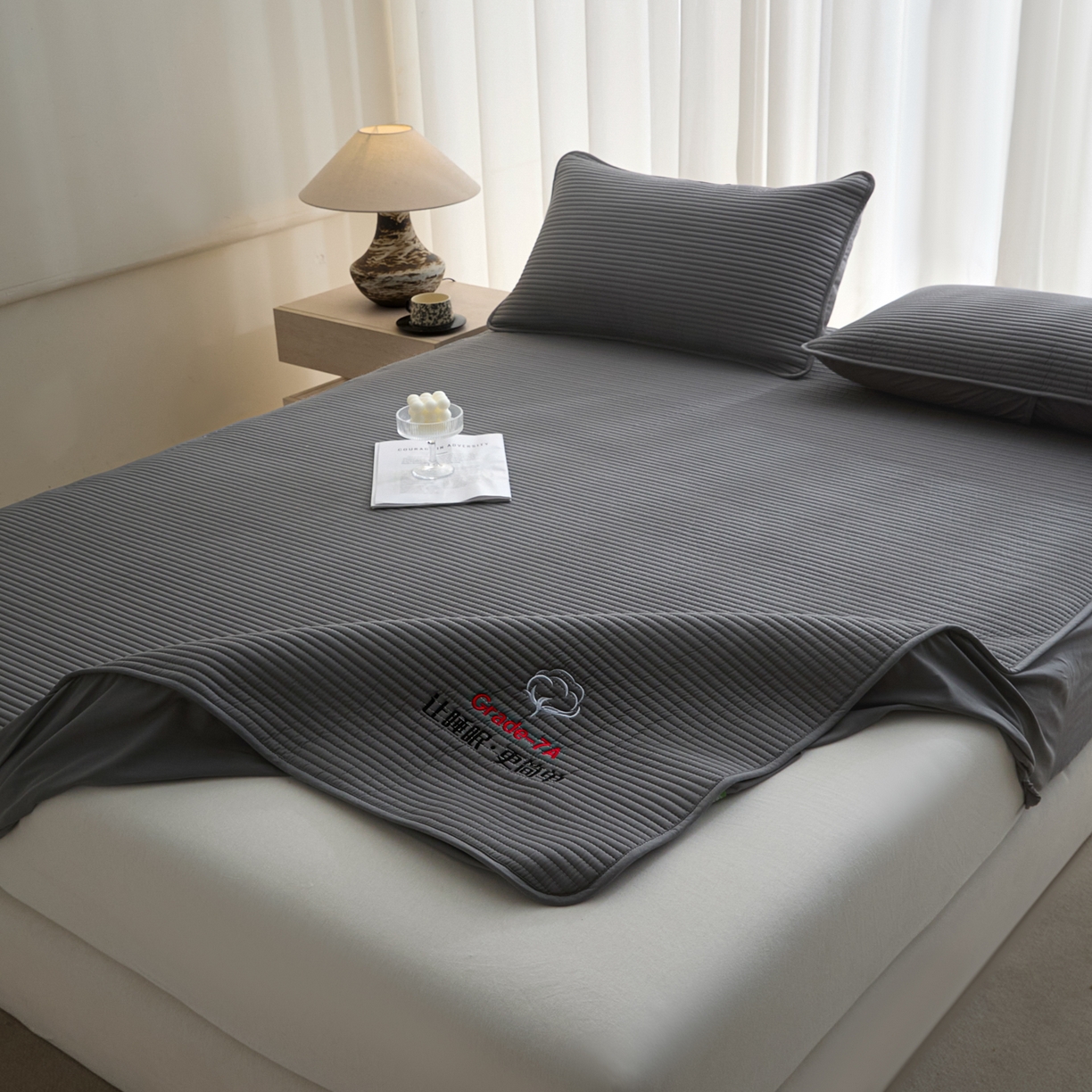 91家纺网 家纺一手货源 找家纺 芬晴家纺 2026新款知音全棉棉花床笠单品床笠床笠单件 知音-岩灰