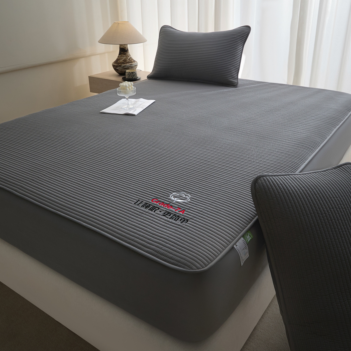 91家纺网 家纺一手货源 找家纺 芬晴家纺 2026新款知音全棉棉花床笠单品床笠床笠单件 知音-岩灰